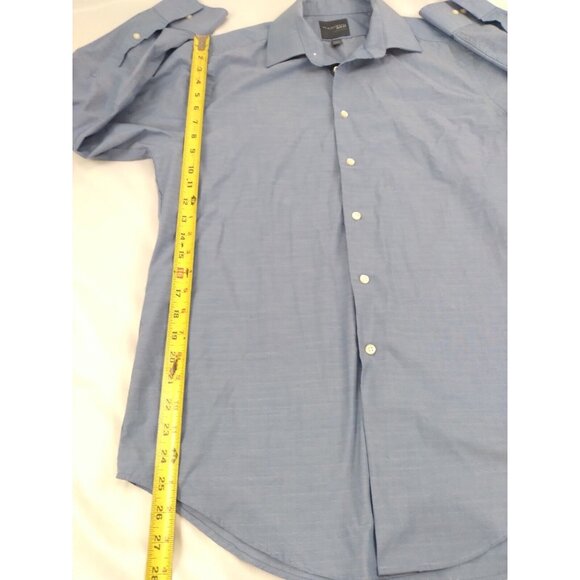 Madison Slim Fit Mens Button Down Shirt Blue Tone Print  16-16 1/2 34/35 Large - Picture 5 of 12